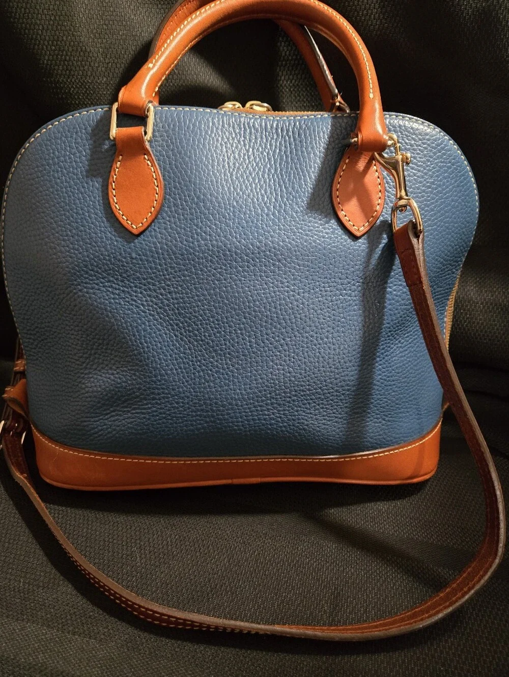 Dooney & Bourke Blue Leather Zip Zip Satchel EUC